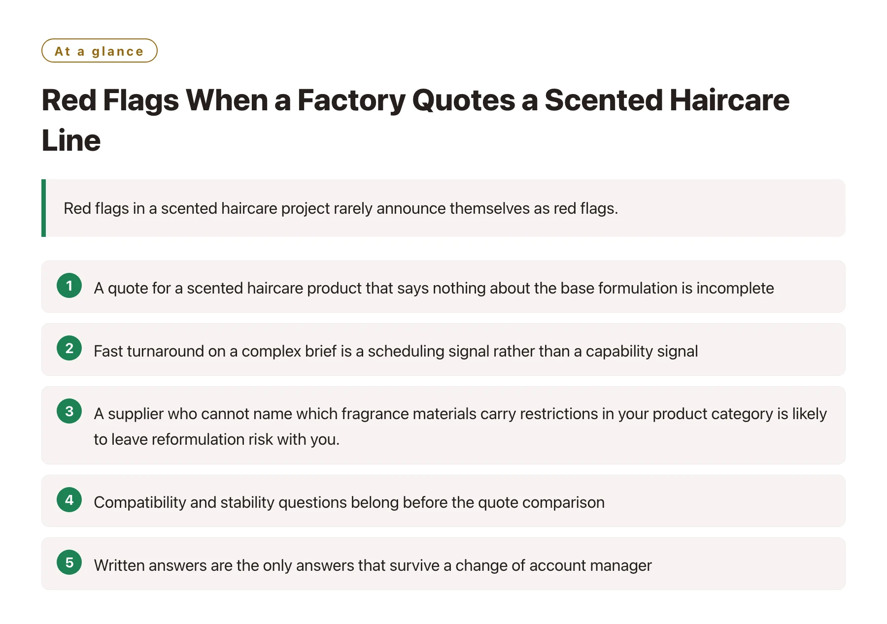 Red Flags When a Factory Quotes a Scented Haircare Line——全文要点速览
